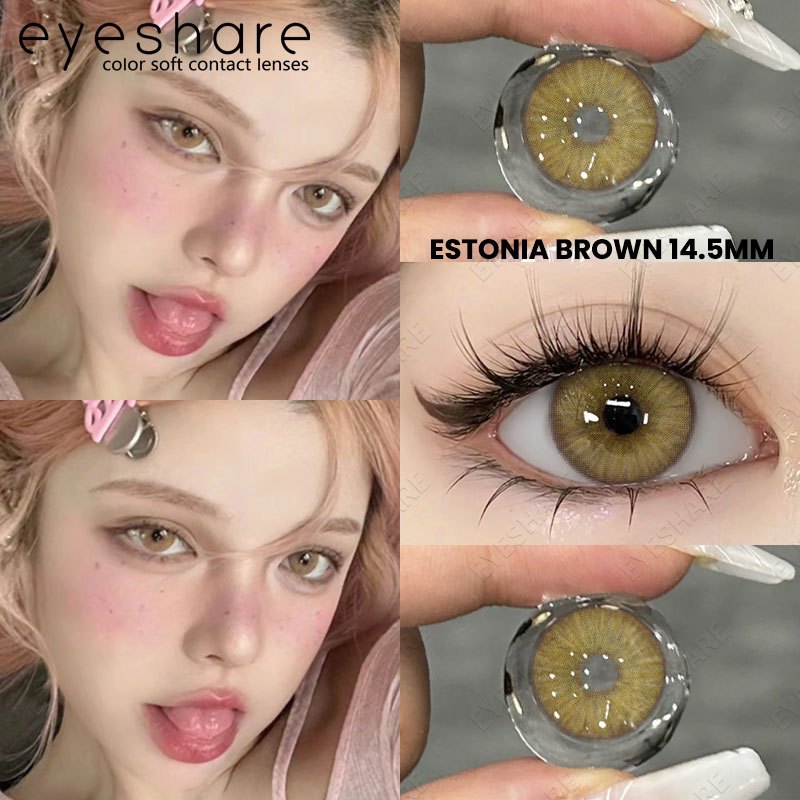 Eyeshare Softlens Omg Abu-Abu Coklat Ungu 1 Pasang 14.0mm Lensa Kontak