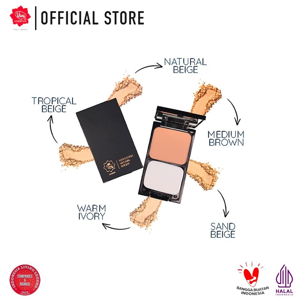 Viva Queen Perfection Natural Bright Two Way Cake with UV A & UV B (SPF 25) - Tersedia 5 varian warna