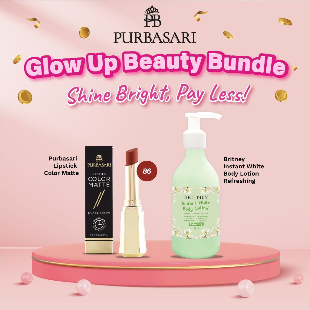 [ISI 2PCS] Purbasari Lipstick Color Matte + Britney Instant White Body Lotion 300g
