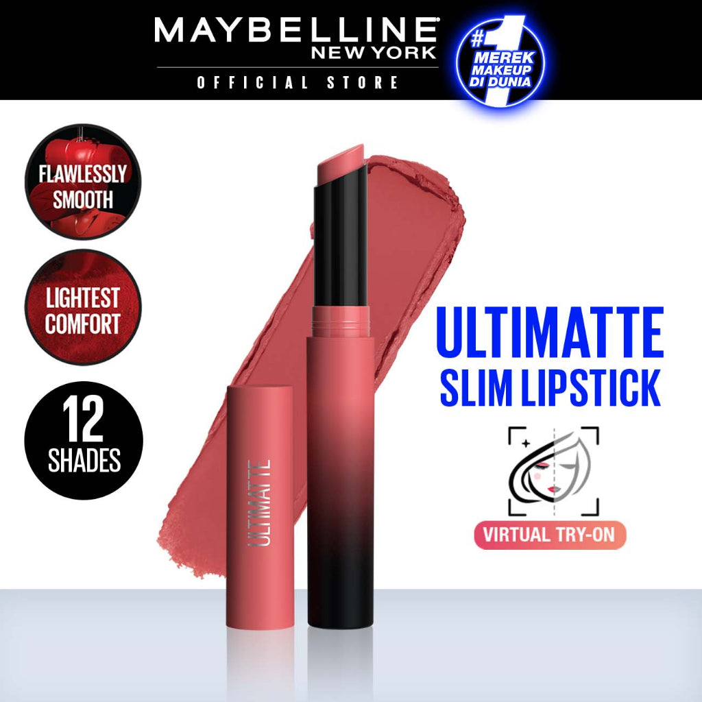 MAYBELLINE OFFICIAL Color Sensational Ultimatte Lipstick Make Up - 1.7gr (Lipstick Dengan Formula Ringan & Nyaman Dengan Hasil Flawlessly Smooth)