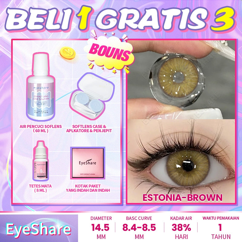 Eyeshare COD 4 Item Paket kombinasi (1Pasang Softlens+60ml solusi+8ml tetes mata+kotak cermin)