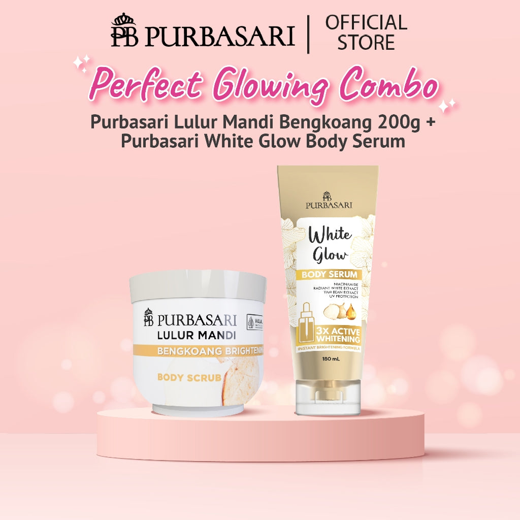 [BUNDLE HEMAT] Purbasari White Glow Body Serum 180ml + Purbasari Lulur Mandi Benkoang 200g