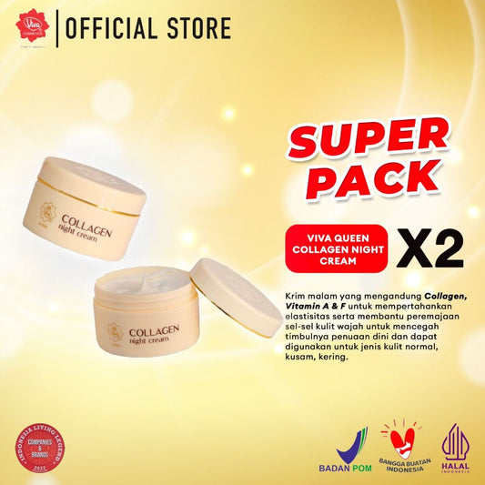 [Super Pack !!!] Viva Queen Collagen Night Cream with Vit A & F - 22gr - (2 pcs)