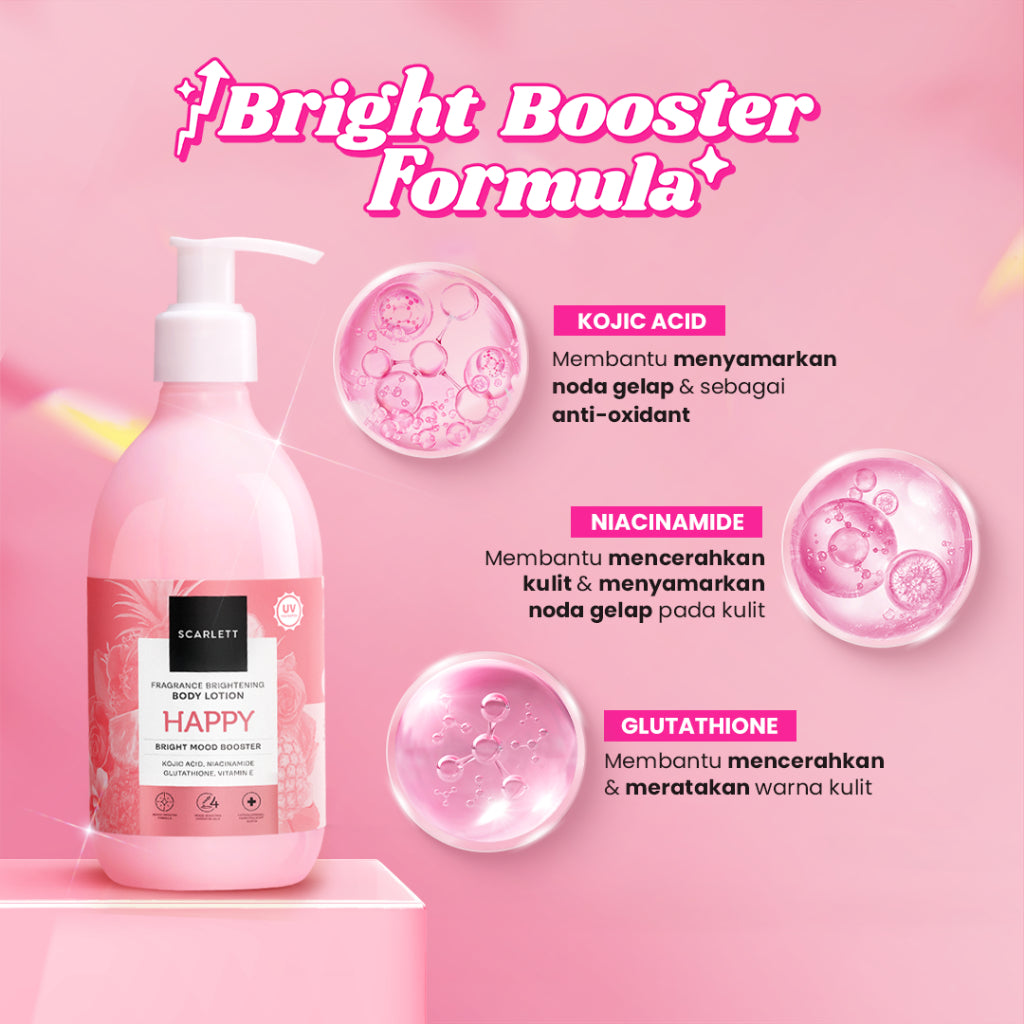 Scarlett Whitening New! Fragrance Brightening Body Lotion Bright Mood Booster Happy