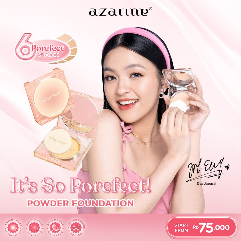 Azarine It's So Porefect! Powder Foundation [8 gr] Bedak Padat Two Way Cake Buildable Coverage with Instant Pore Blurring Effect TWC