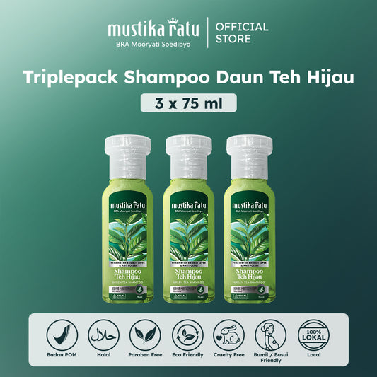 Mustika Ratu Triplepack Shampoo Teh Hijau Matcha Hijab Friendly 75ml