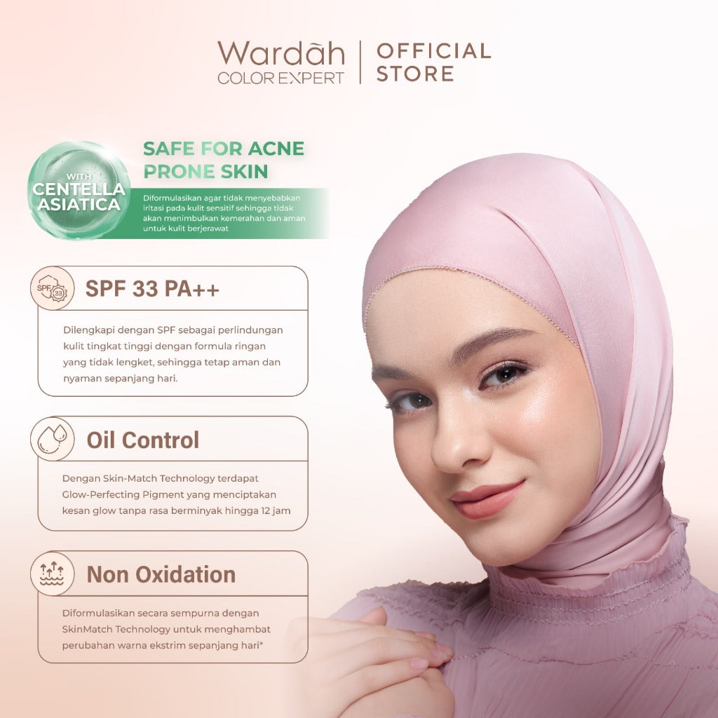 WARDAH Colorfit Matte Foundation - Liquid Foundation SPF 30PA++ dengan Oil Control & Tahan Lama Hingga 12 Jam - Makeup