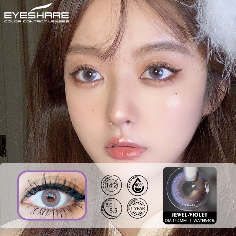 Eyeshare Softlens Omg Abu-Abu Coklat Ungu 1 Pasang 14.0mm Lensa Kontak