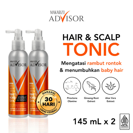 PAKET ISI 2 - Makarizo Advisor Hair & Scalp Tonic 145mL - 2 in 1 Untuk Rambut Rontok dan Ketombe