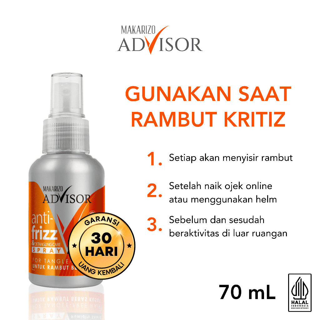PAKET ISI 2 - Makarizo Advisor Anti Frizz Detangling Care 70mL - Anti Kusut / Anti Frizz