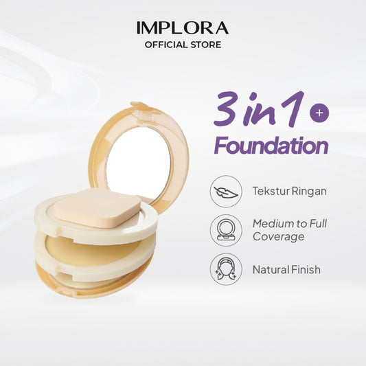 Implora Bedak Sueluttu Powder Cake 3in1 320 | Medium to Full Coverage | Bedak Ringan dan Tahan Lama
