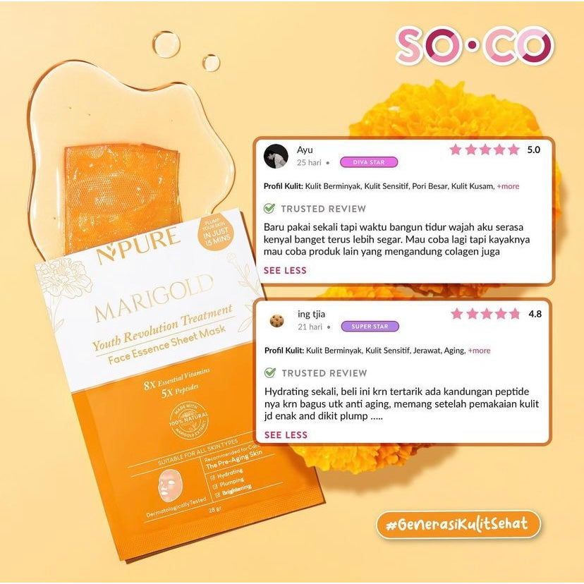 NPURE Sheet Mask Marigold / Youth Revolution / Masker Awet Muda Natural