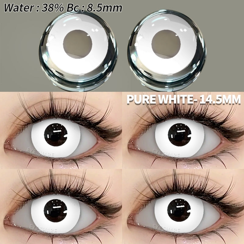 Eyeshare Putih Black Softlens 1Pasang 14.5mm Lensa Kontak Cosplay Softlen