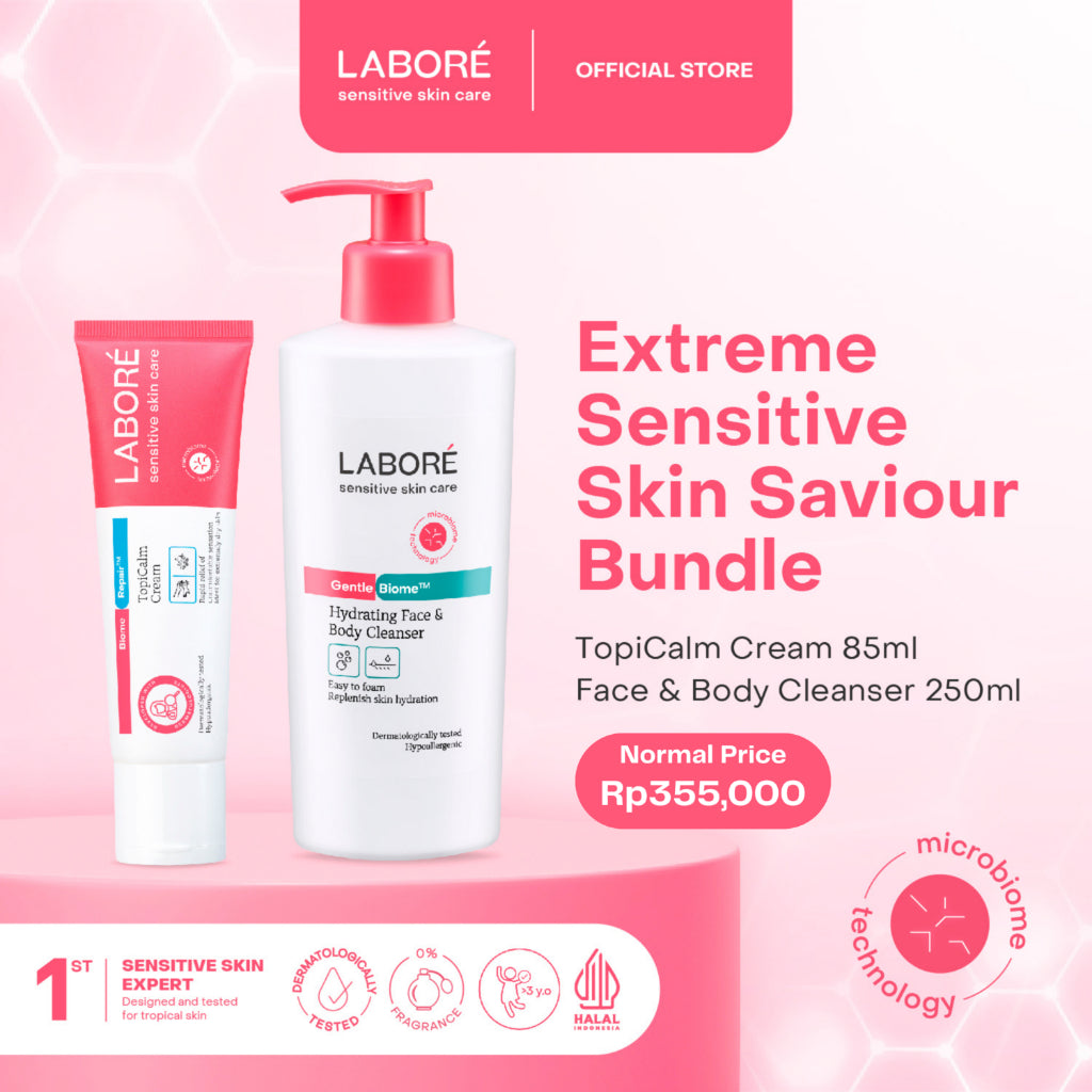 Labore Extreme Sensitive Skin (TopiCalm Cream 85ml and Face & Body Cleanser 250ml) - Bundle Moisturizer and Cleanser sebagai Pelembab Wajah dan Pembersih Wajah