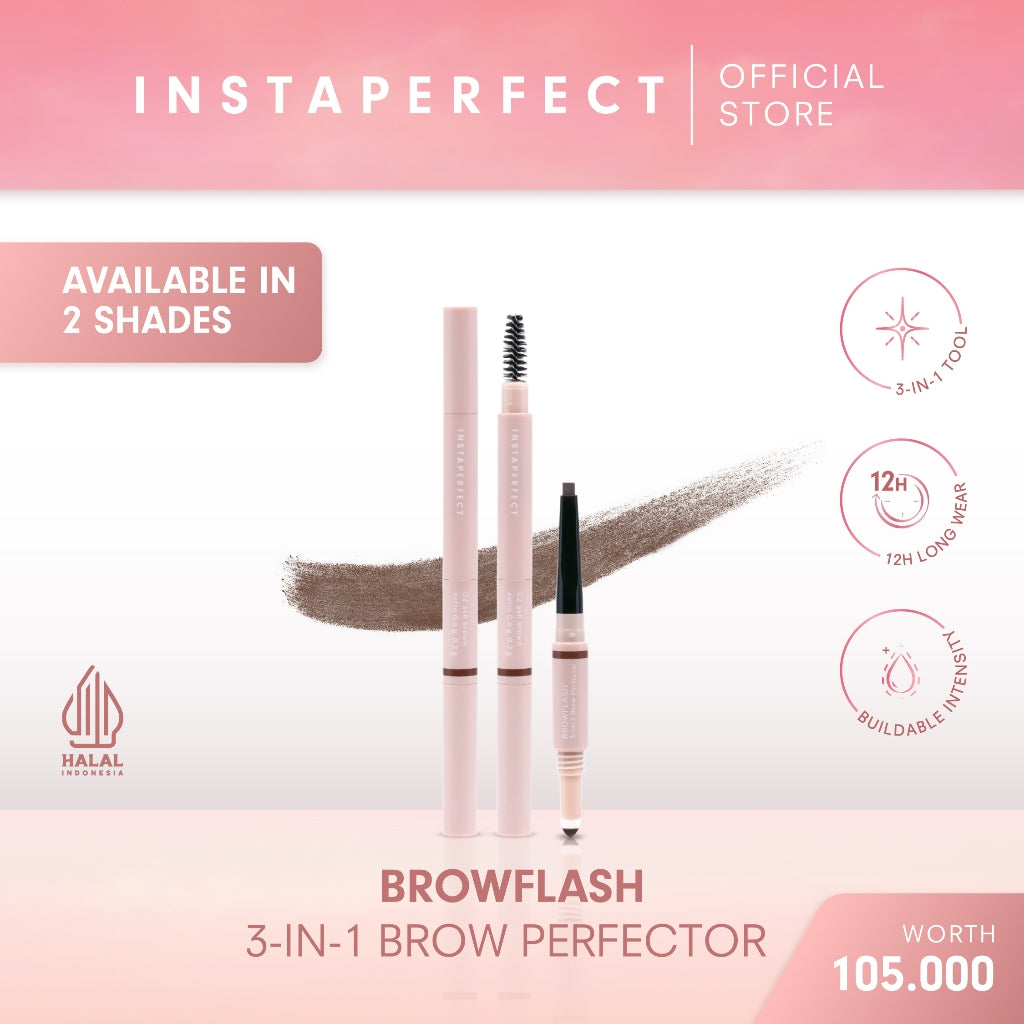 Instaperfect BROWFLASH 3-in-1 Brow Perfector - Pensil Alis Matic (Longlasting 12 Jam)