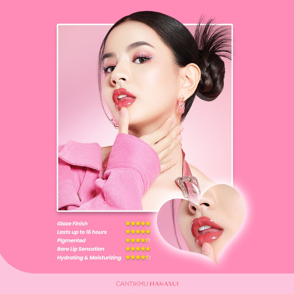 Hanasui Glazedorable Vinyl Stain - Plumpy Glazed Lips Vibrant Colour Technology Hydrating Moisturizing Melembabkan Tahan Lama