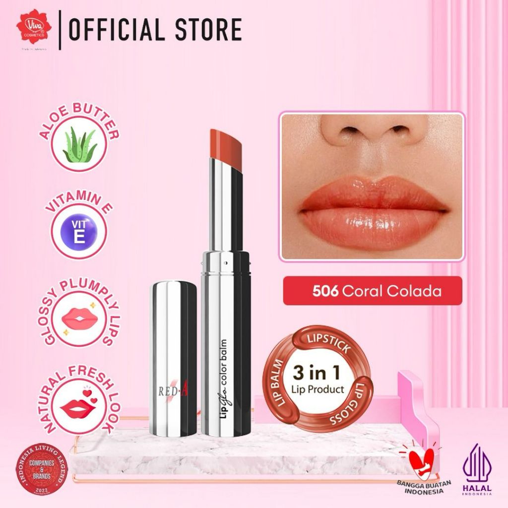Red-A Lip Glo Color Balm 3 in 1 - LIPBALM, LIPGLOSS & LIPSTICK (tersedia 9 varian warna)