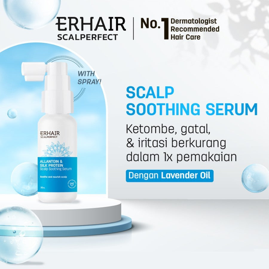 ERHAIR Scalperfect Allantoin & Silk Protein Scalp Soothing Serum 30ml - Perawatan Kulit Kepala Berketombe