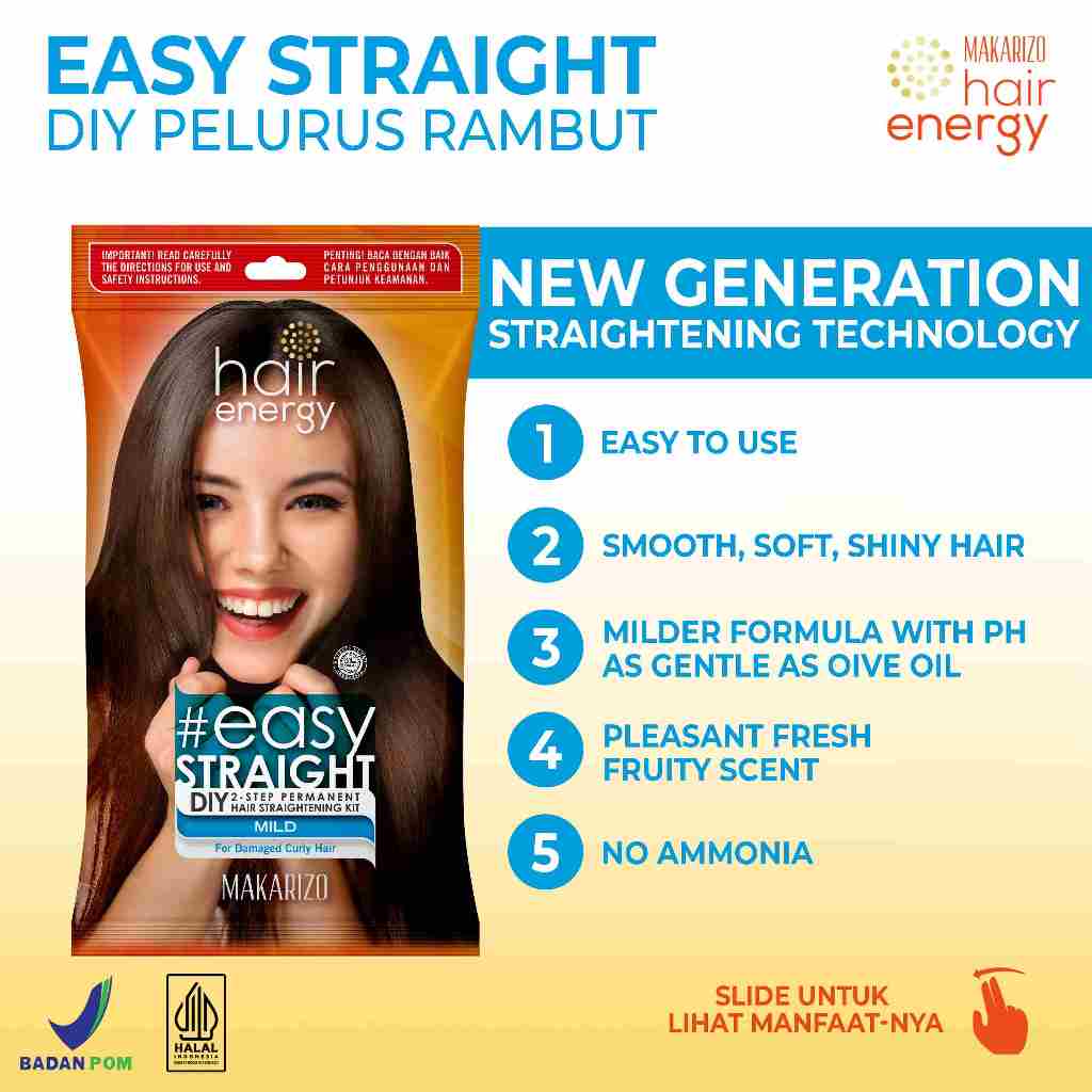 Makarizo Hair Energy Easy Straight - MILD 80 mL Pelurus Rambut