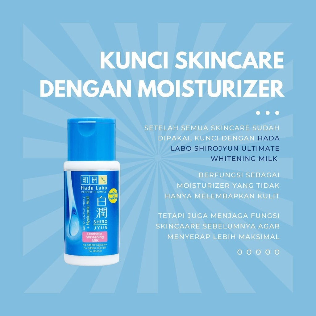 Hada Labo Shirojyun Ultimate Whitening Milk 100ml (Biru Terang Strip Pink)