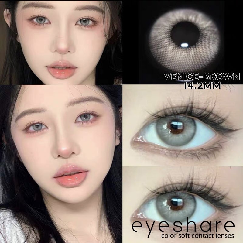 Eyeshare Venice Softlens Gray 1Pasang 14.2mm Lensa Kontak Soflen Soflens