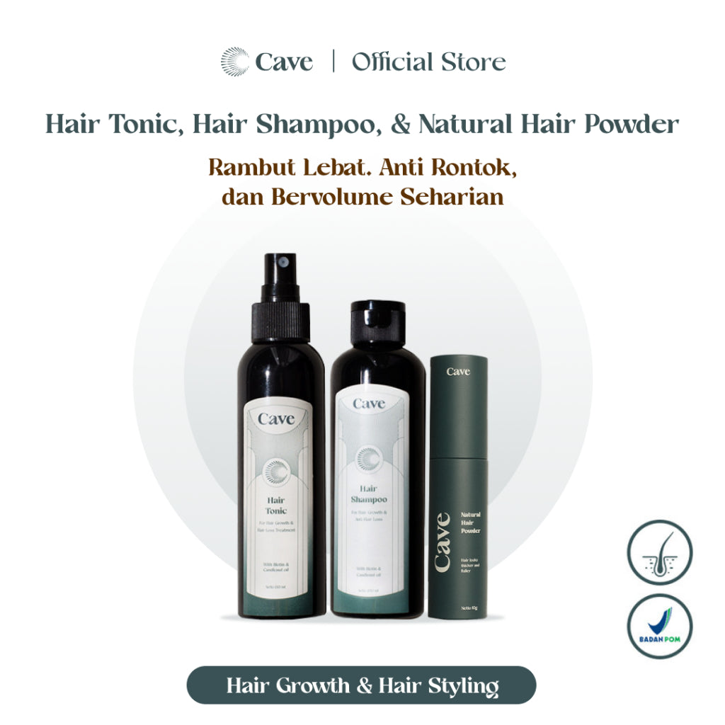 Cave Bundling Natural Hair Powder, Hair Shampoo & Hair Tonic