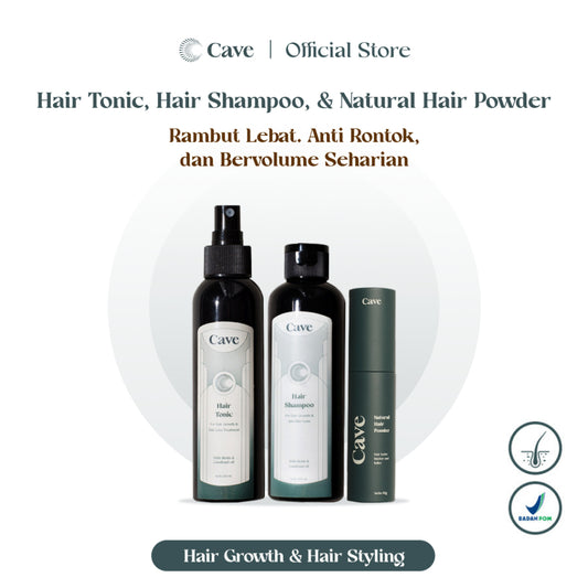 Cave Bundling Natural Hair Powder, Hair Shampoo & Hair Tonic