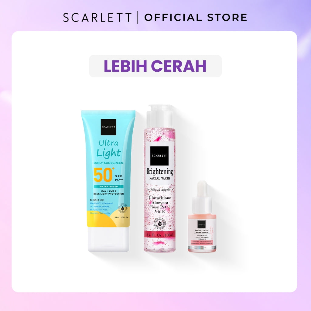 SCARLETT Paket Basic Skincare Cleanser + Moisturizer + Serum + Sunscreen Mencerahkan Wajah Menghilangkan Jerawat