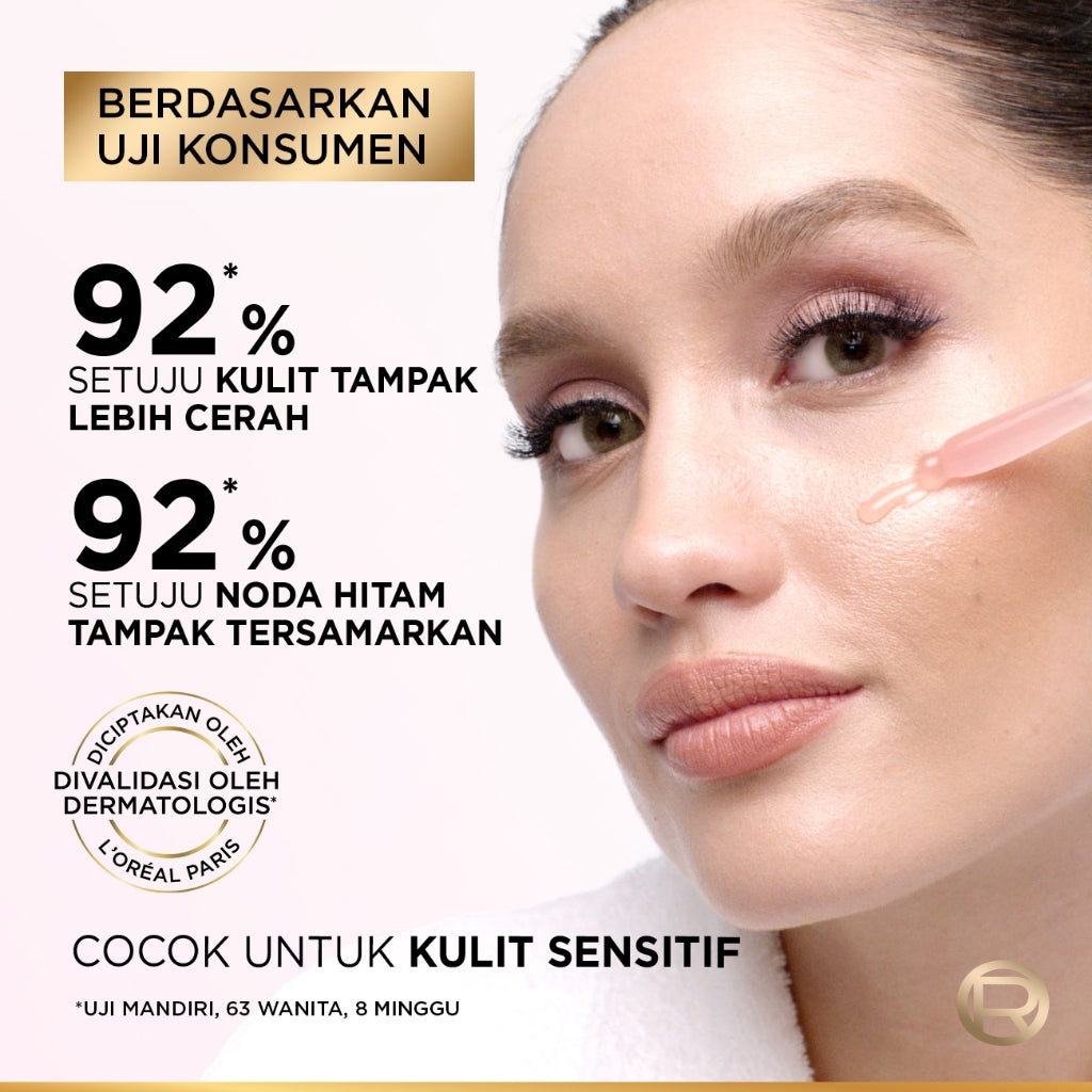 L'Oreal Paris Glycolic Bright 8% [MELASYL + GLYCOLIC + NIACINAMIDE] ANTI-DARK SPOT BRIGHTENING SERUM (Mencerahkan kulit & Menyamarkan Noda hitam bahkan bekas jerawat sekalipun)  Kulit Kusam, Noda Hitam, Bekas Jerawat, Eksfoliasi  Brightening serum