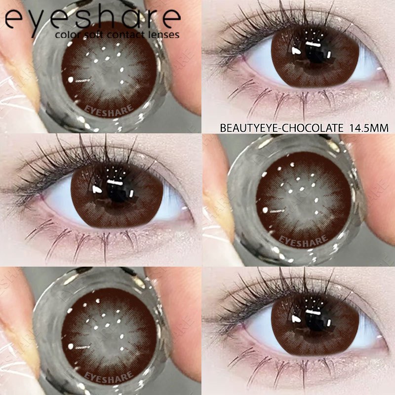 Eyeshare Softlens Big Eyes Beautyeye Chocolate 1Pasang 14.5mm Lensa Black Softlen