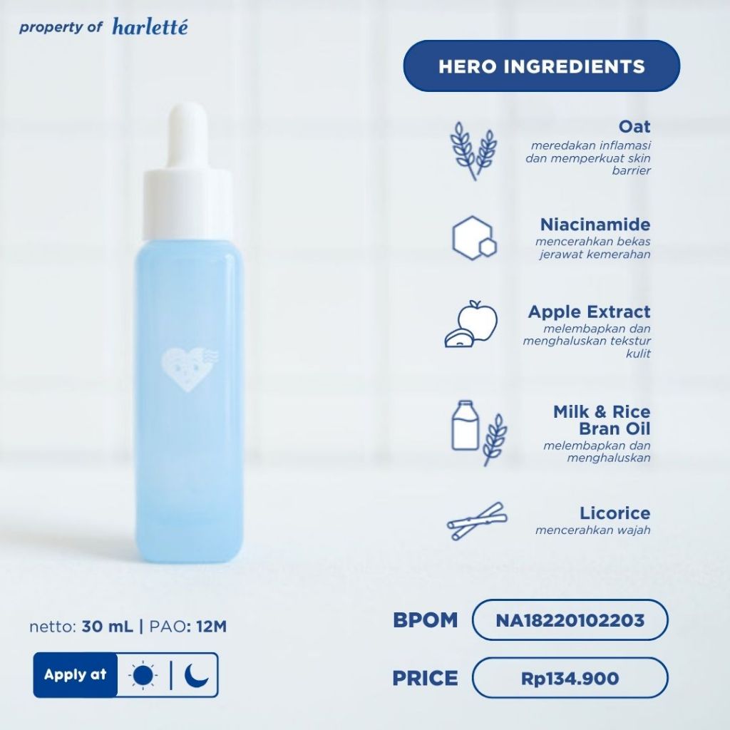 Harlette Oatmilk Bundle [+ Chill Oat Serum] | Untuk Kulit Oily, Kombinasi, Berjerawat, dan Acne Prone,  Membersihkan, Mencerahkan, Skincare Wajah