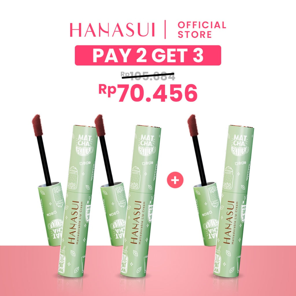 Hanasui Mattedorable Lip Cream Matcha Latte Edition - Lip Cream Double Mouisturizing With Vitamin E Pigmented Velvet Finish & Non - Transferable