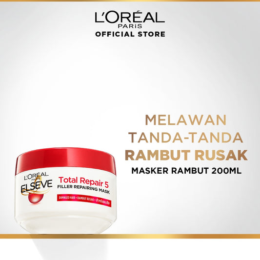 L'Oreal Paris Elseve Total Repair 5 Repairing Hair Mask Hair Care dengan Ceramide - Melawan dan Memperbaiki Tanda Rambut Rusak 200ml Rambut Rusak Damage Hair Hair Mask Masker Rambut Masker rambut kering dan mengembang
