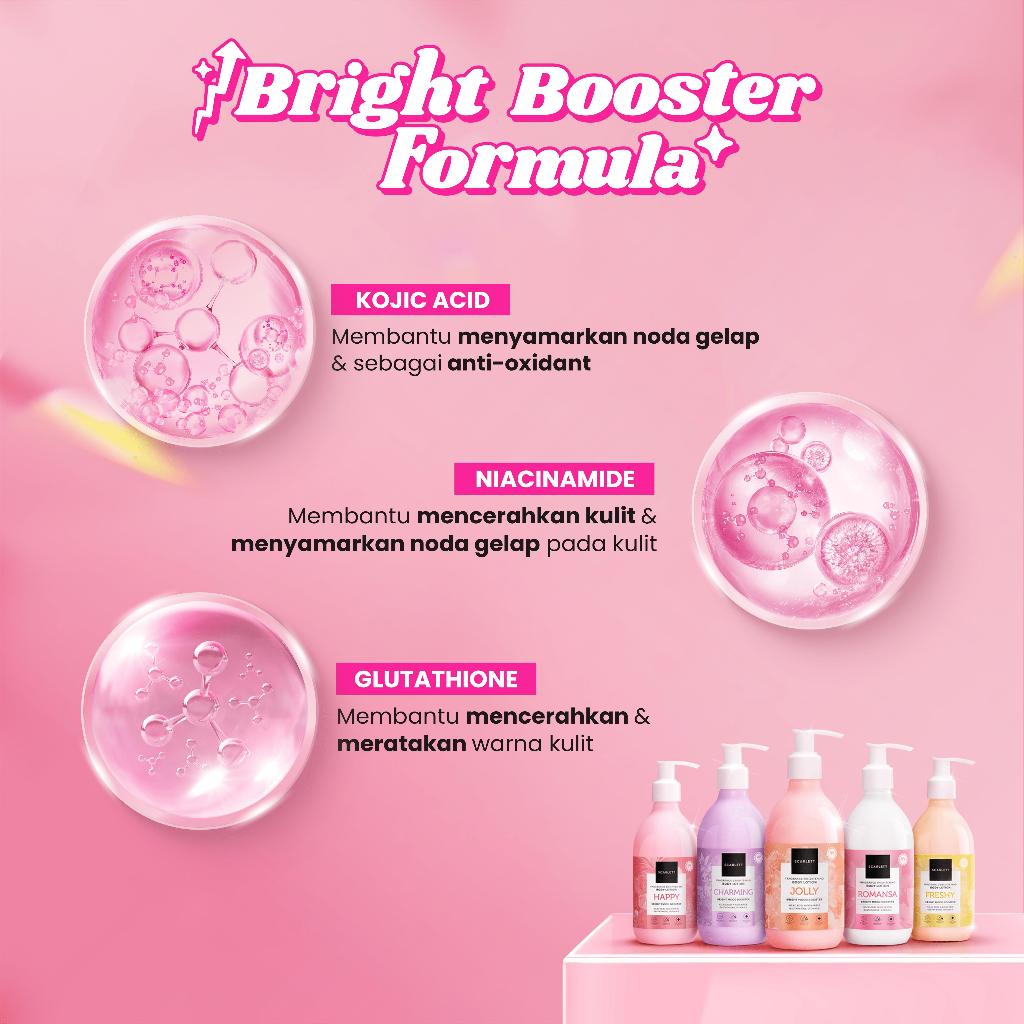SCARLETT Bundle Intense Brightening AHA Body Serum + Fragrance Brightening Body Lotion Bright Mood Booster 5% AHA BHA PHA +4 Essential Oils 3x Brightening Power | Intense Membantu Mencerahkan Kulit Meratakan Warna Kulit Menenangkan Wangi Tahan Seharian