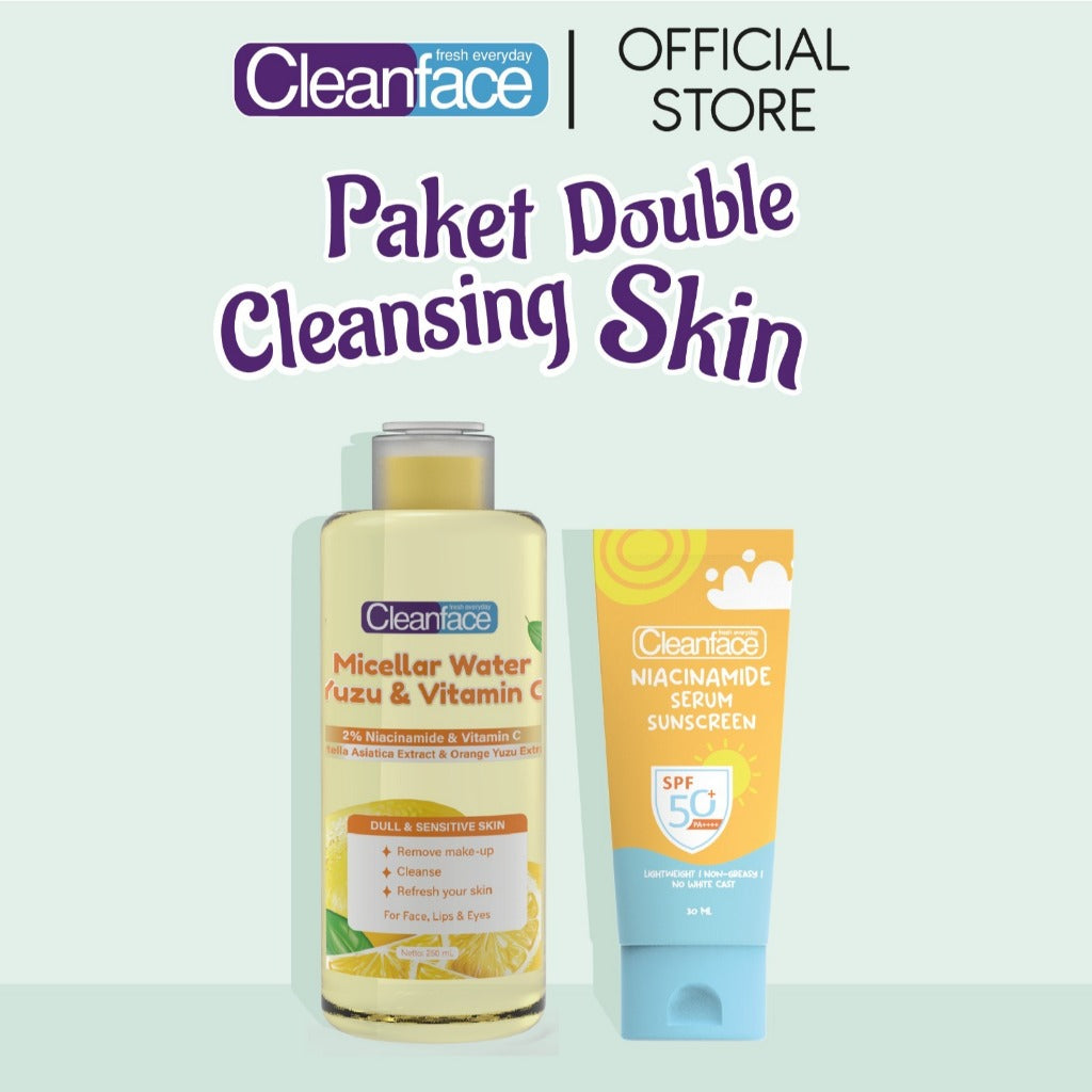 [DAPAT 2] Purbasari Cleanface Micellar Water 250ml & Sunscreen Niacinamide SPF 50++ - Makeup Remover Cleanser