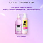 SCARLETT Bundle Intense Brightening AHA Body Serum + Fragrance Brightening Body Lotion Bright Mood Booster 5% AHA BHA PHA +4 Essential Oils 3x Brightening Power | Intense Membantu Mencerahkan Kulit Meratakan Warna Kulit Menenangkan Wangi Tahan Seharian