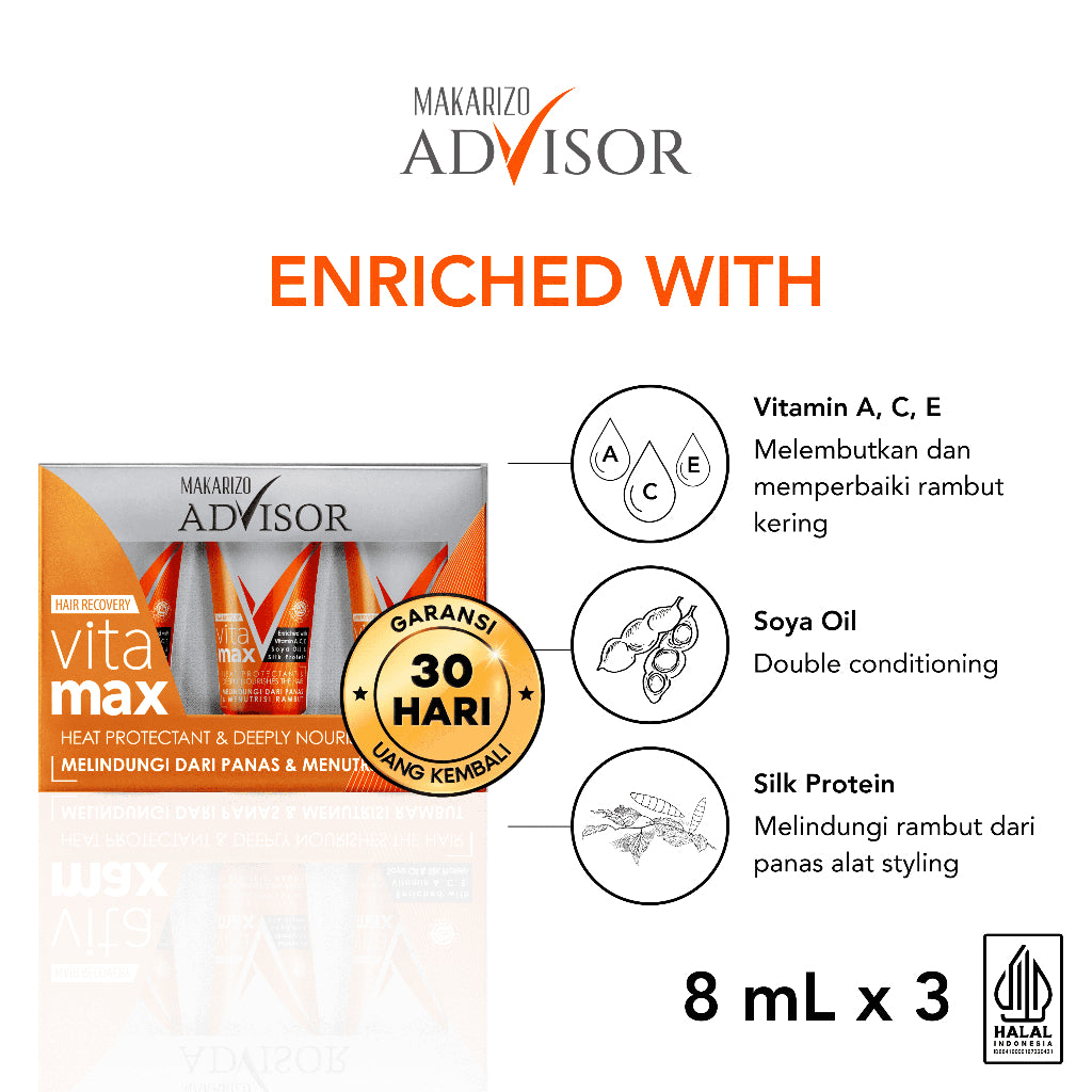 PAKET ISI 3 - Makarizo Advisor Hair Recovery Vitamax 8mLx3 - Vitamin Rambut / Serum Rambut