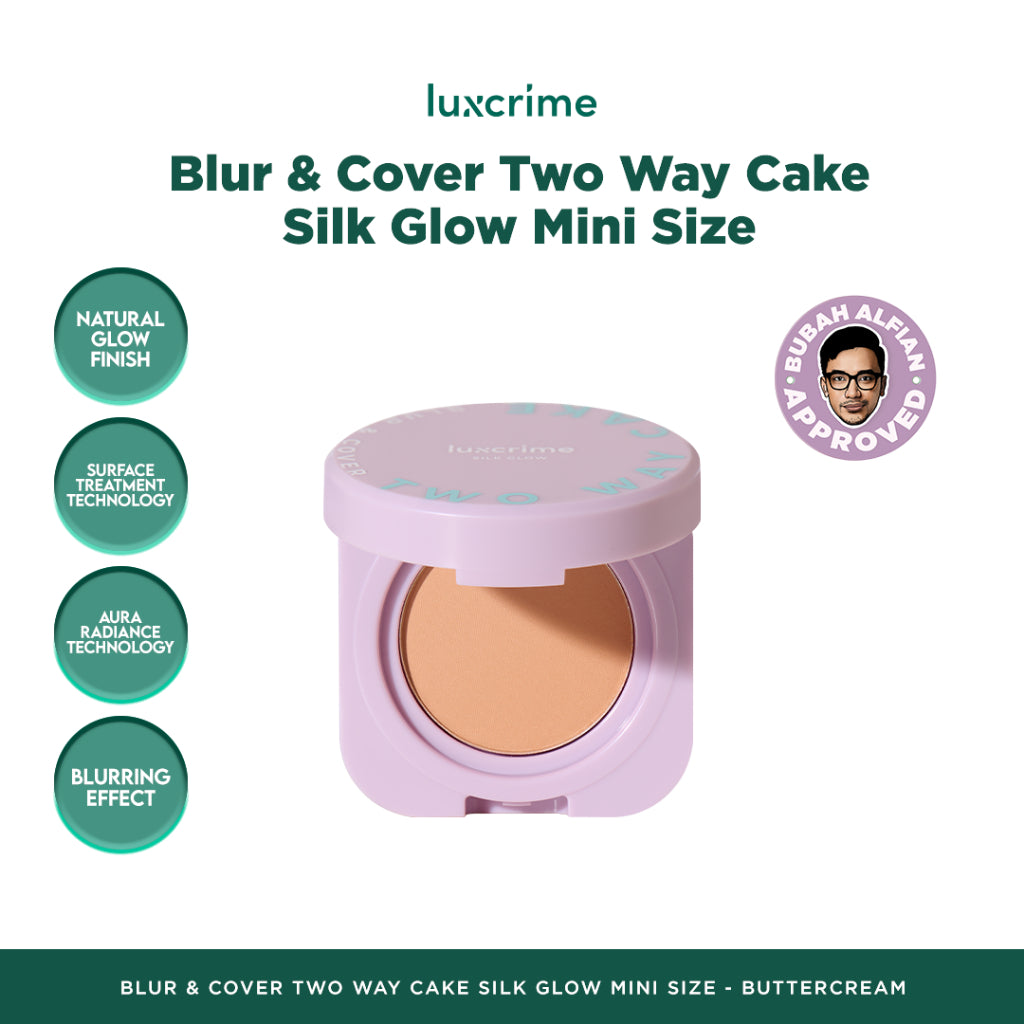 CANTIK - LUXCRIME Blur & Cover Two Way Cake Silk Glow 8.5gr Original - LUXCRIME TWC Silk Glow - Bedak Foundation Padat High Coverage Untuk Kulit Halus Tanpa Pori Bebas Minyak Tahan 24 Jam