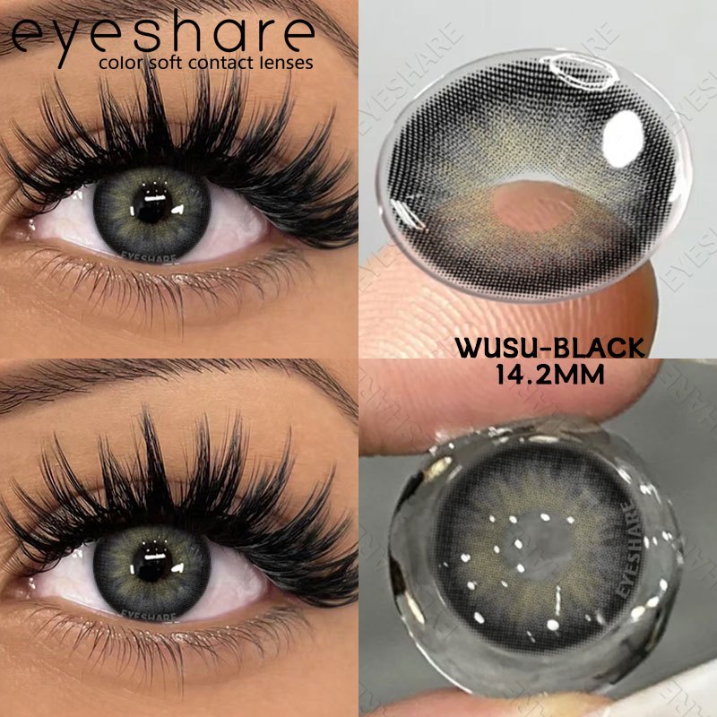 Eyeshare Ocean Darkgray Softlens 1Pasang 14.2mm Big Eyes Softlen Lensa Kontak Warna soflens