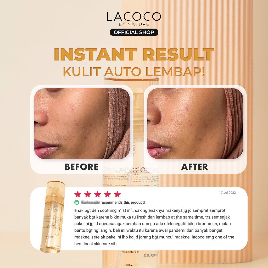 Lacoco Aloe Vera Soothing Mist 100ml - Calming Spray untuk Menghidrasi dan Menyejukan Kulit Wajah