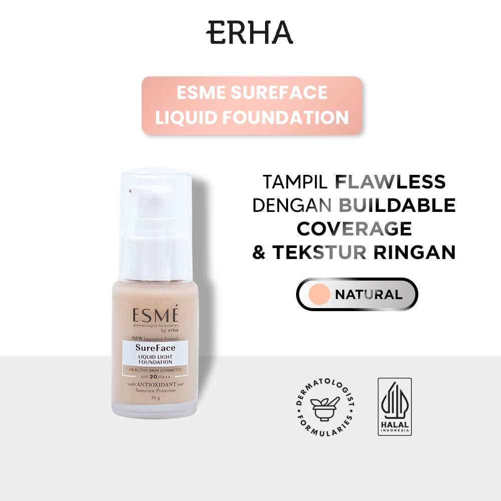 ERHA ESME Sureface Liquid Foundation SPF20/PA++ Natural 30 gr - Alas Bedak Warna Natural