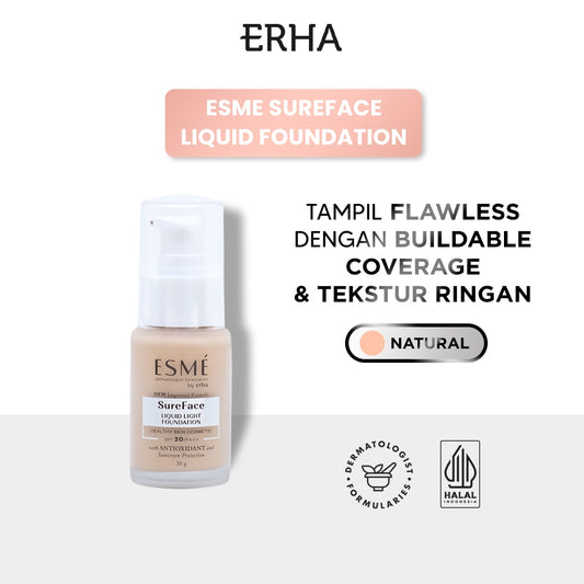 ERHA ESME Sureface Liquid Foundation SPF20/PA++ Natural 30 gr - Alas Bedak Warna Natural