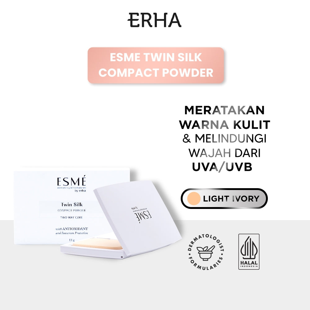 ERHA ESME Twin Silk Compact Powder Light Ivory 13 gr - Bedak Padat Warna Light Ivory