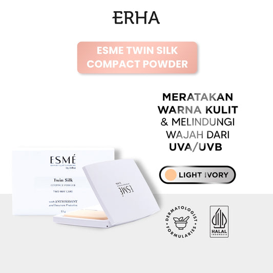 ERHA ESME Twin Silk Compact Powder Light Ivory 13 gr - Bedak Padat Warna Light Ivory