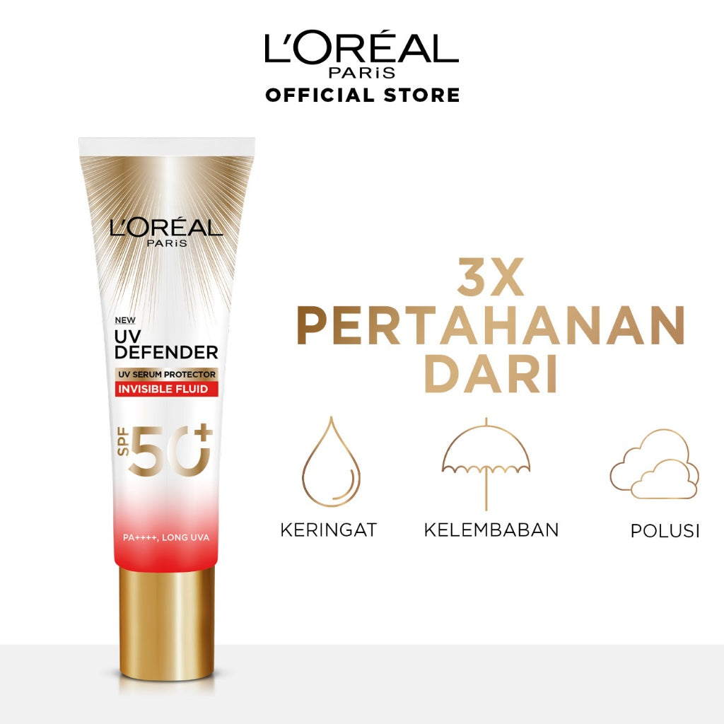 L'Oreal Paris UV Defender SPF 50+ PA++++ 30ml - Long UVA Skincare L'Oreal Untuk Melindungi Kulit Dari Tanda Penuaan Oleh Sinar UV