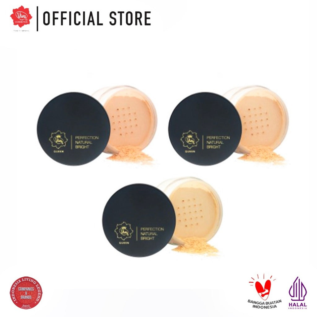 Viva Queen Perfection Natural Bright Loose Powder 35g (MATTE FINISH, UV FILTER & WATERPROOF) - Tersedia 3 Varian Warna