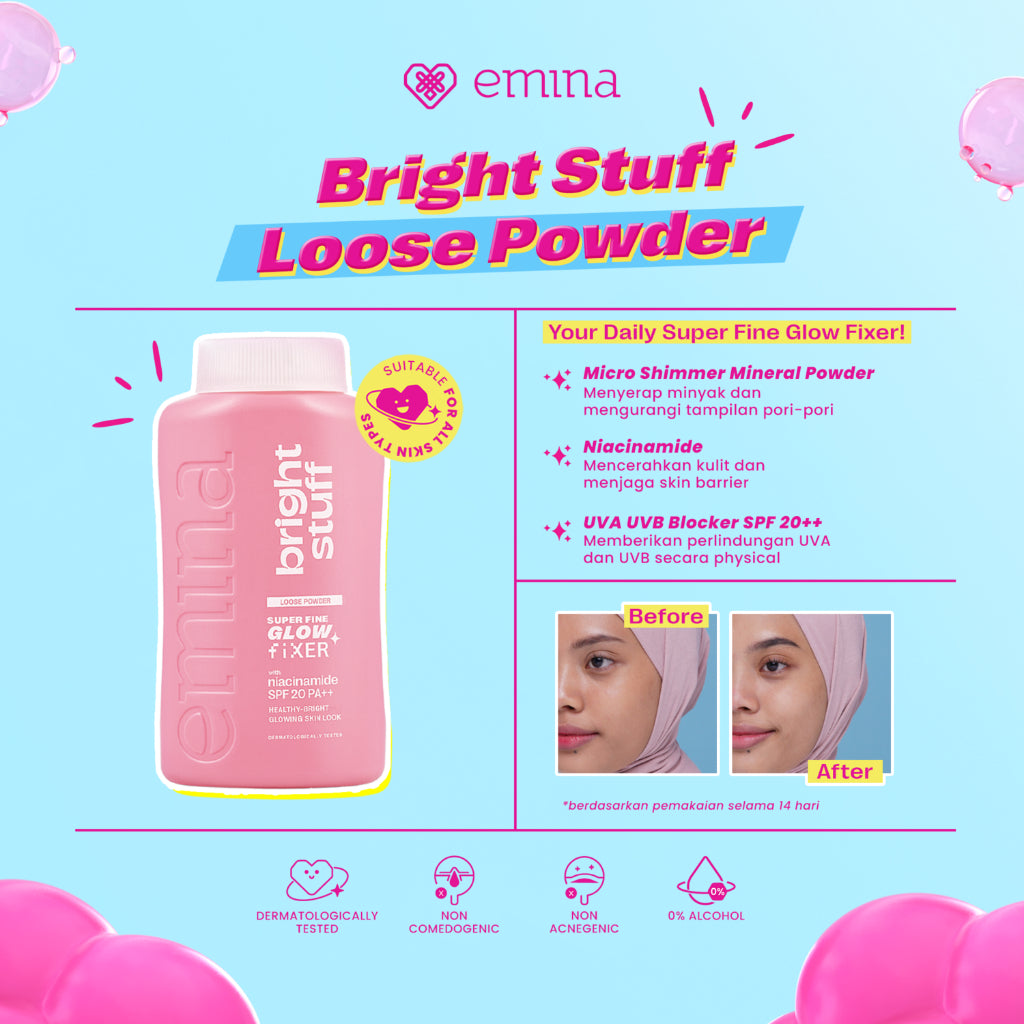 [SPECIAL 11.11] NEW! Emina Bright Stuff Loose Powder 55 g - Bedak Tabur Cerah Instan, Hasil Matte, Oil Control