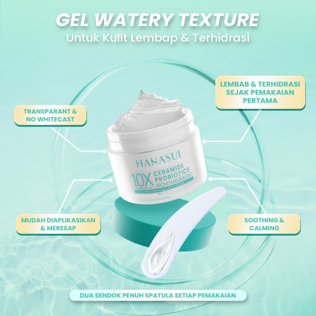 Hanasui Ceramide Probiotics Moisturizer Gel - Pelembab Ringan Lembap Perbaiki Skin Barrier dan Mencerahkan