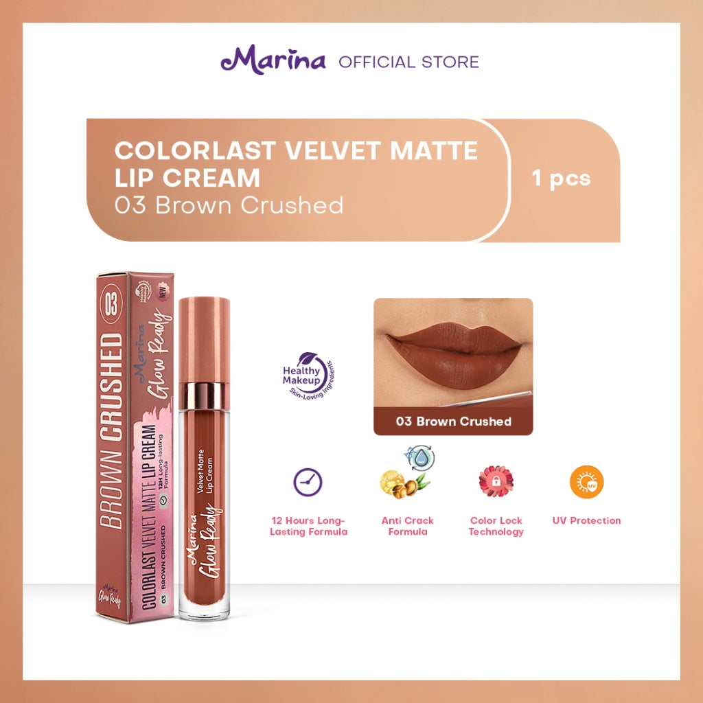 Marina Glow Ready Colorlast Velvet Matte Lip Cream 5ml - Exp Date : 05.2026