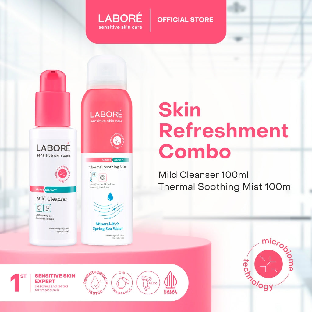 Labore Skin Refreshment Combo Package (Mild Cleanser 100ml, Thermal Soothing Mist 100ml) - Paket Bundle Pembersih Wajah dan Pelembab Wajah Kulit Sensitif